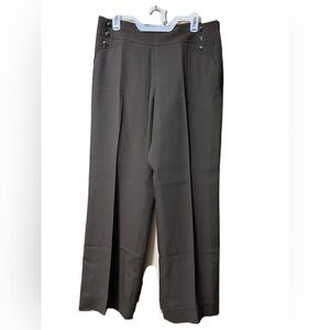Etcetera brown wide leg Pants High Rise business casual dress pants Sz 12 Button